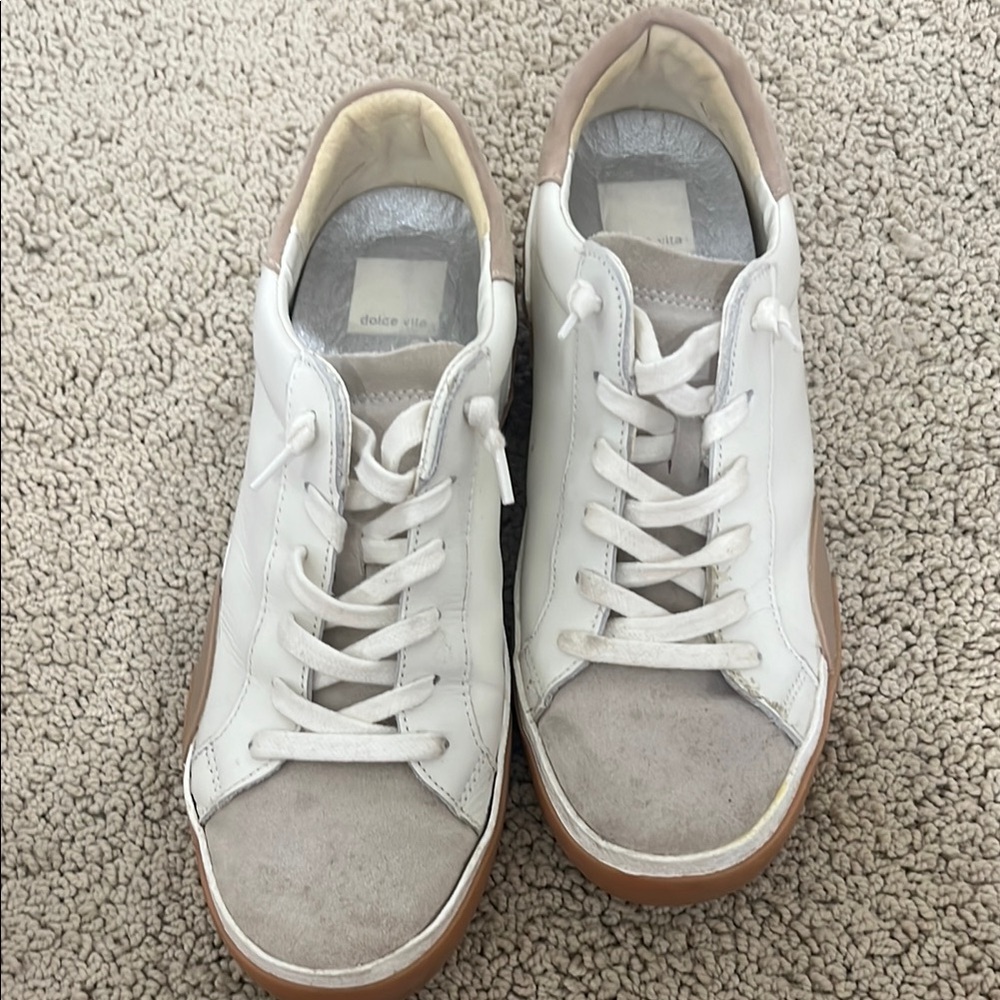 White and Beige Sneakers